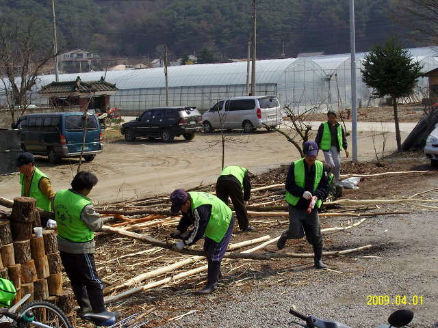 지내2리 제1회 장승 및 솟대깍지 대회 준비