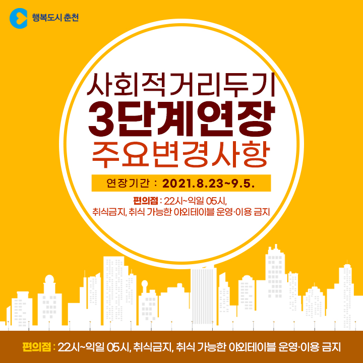 사회적 거리두기 3단계 연장 안내