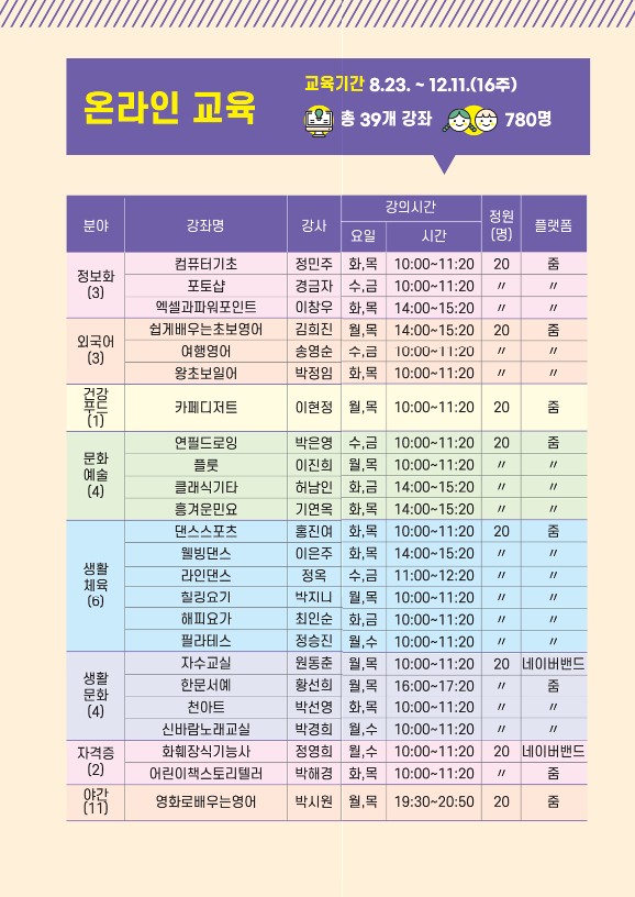 온&오프 정기교육 수강생 모집안내