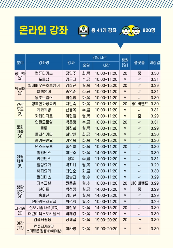 온&오프 정기교육 수강생 모집 안내