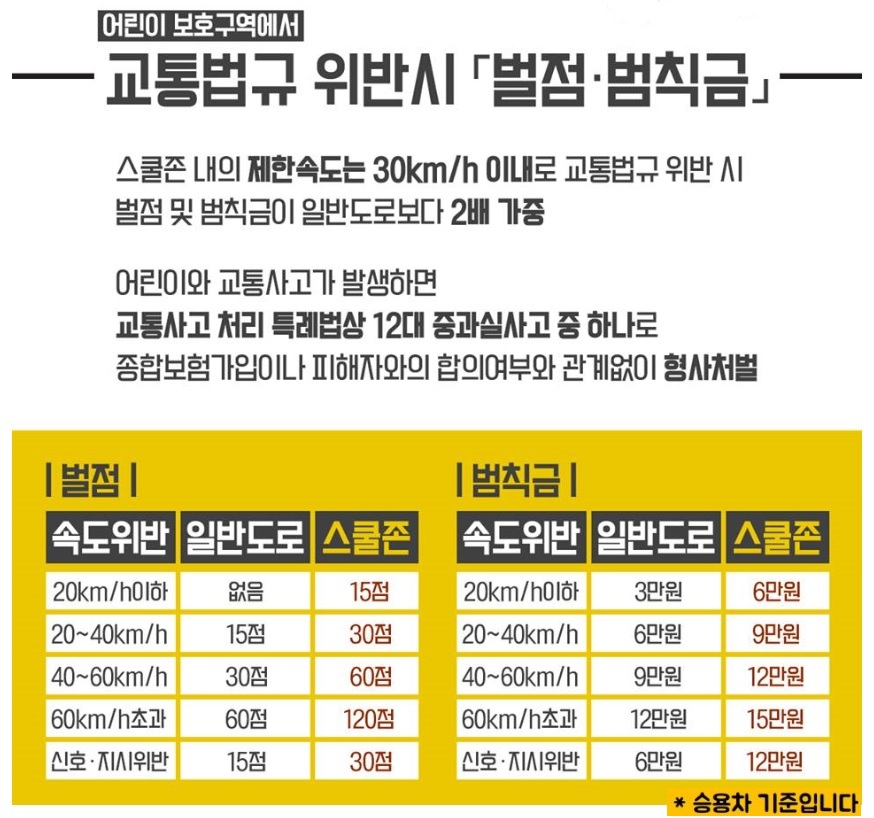 어린이 보호구역 내 안전수칙 안내