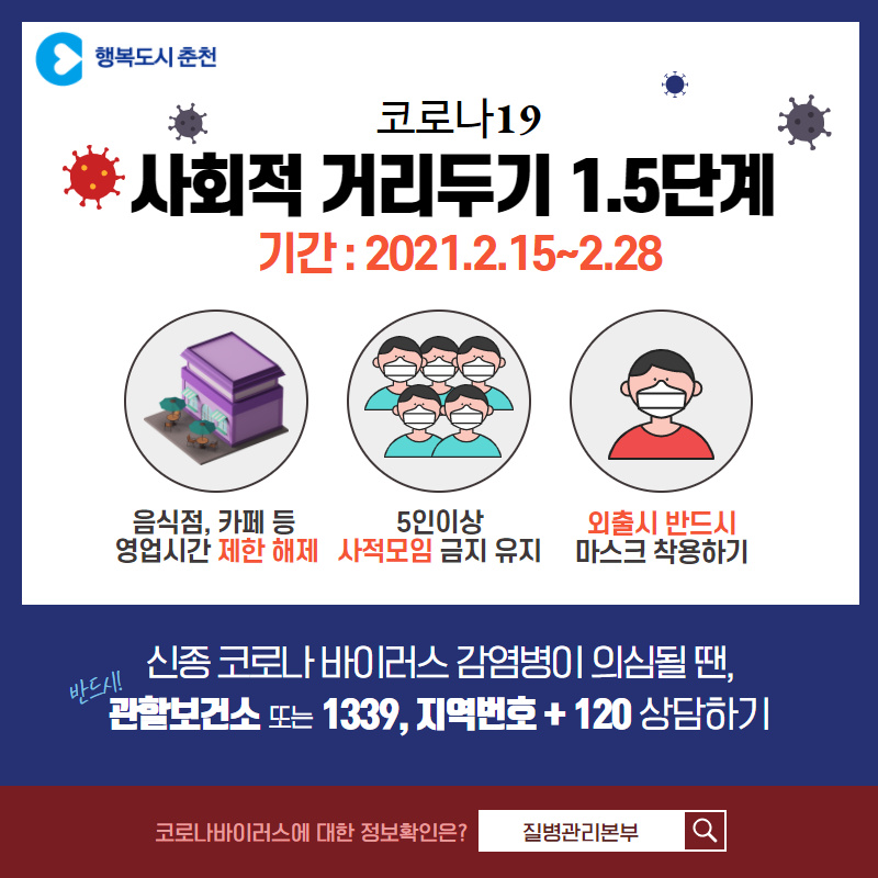 사회적거리두기 1.5단계 조정안내