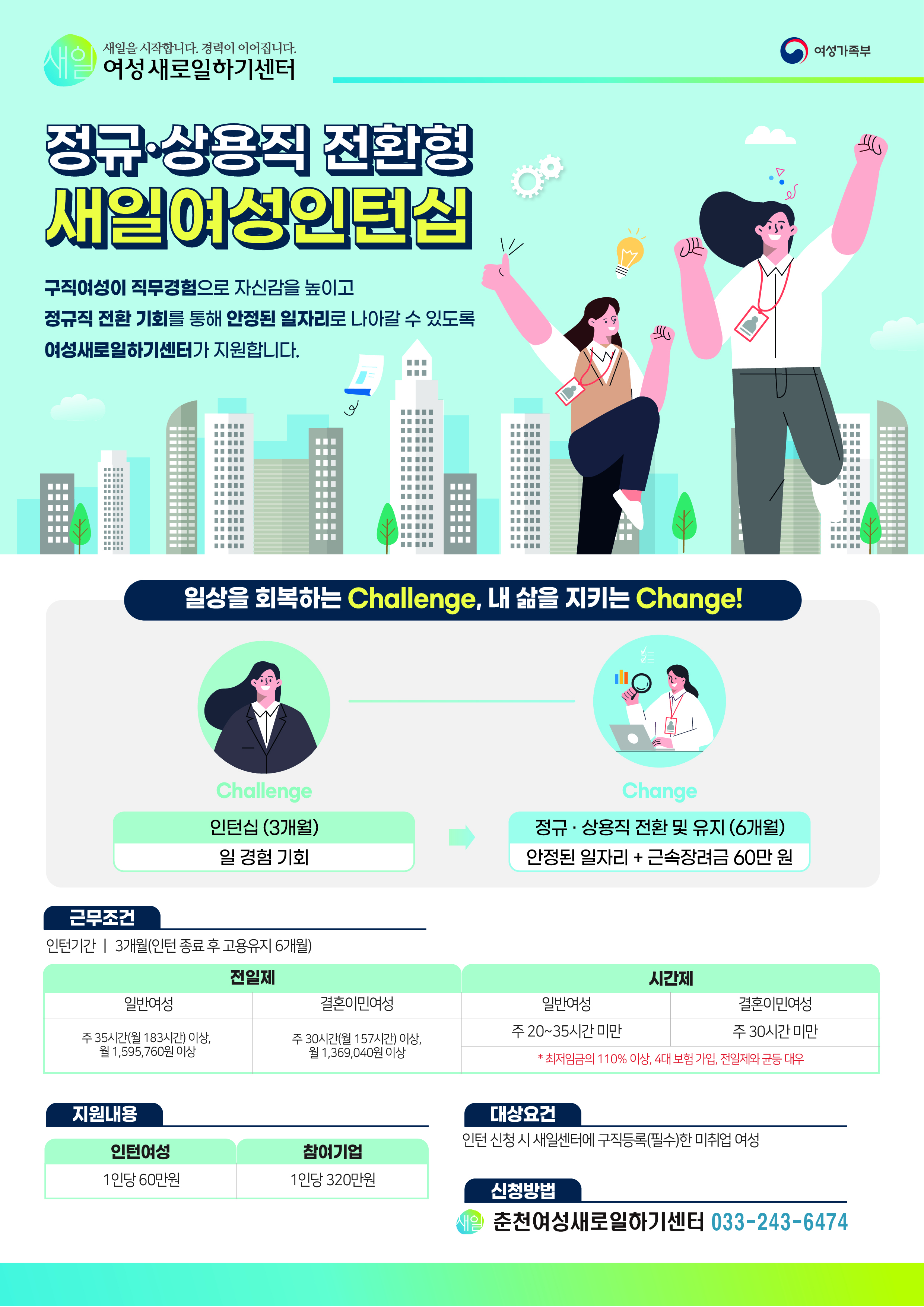 춘천 여성새로일하기센터 새일여성인턴 참여 안내