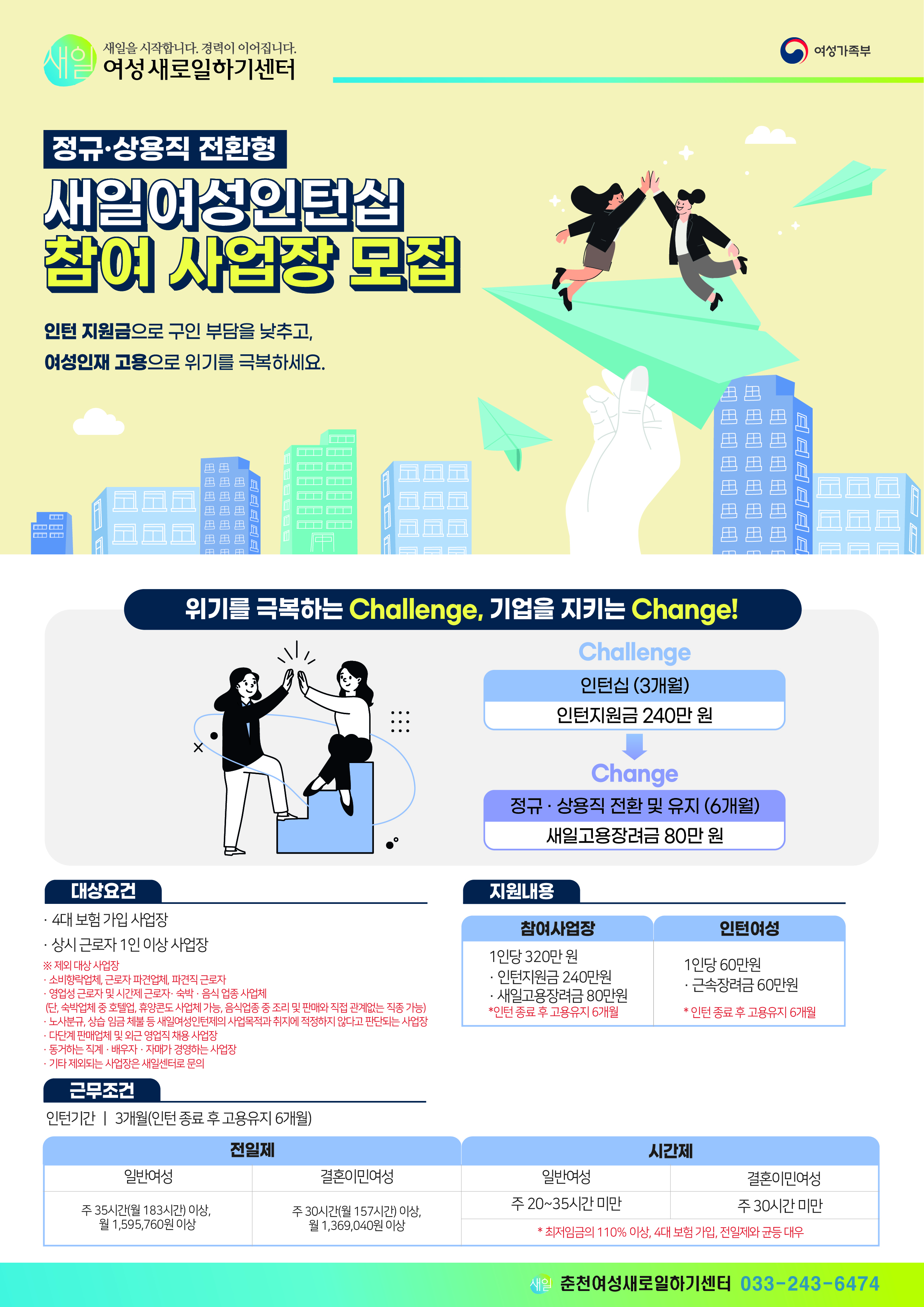 춘천 여성새로일하기센터 새일여성인턴 참여 안내