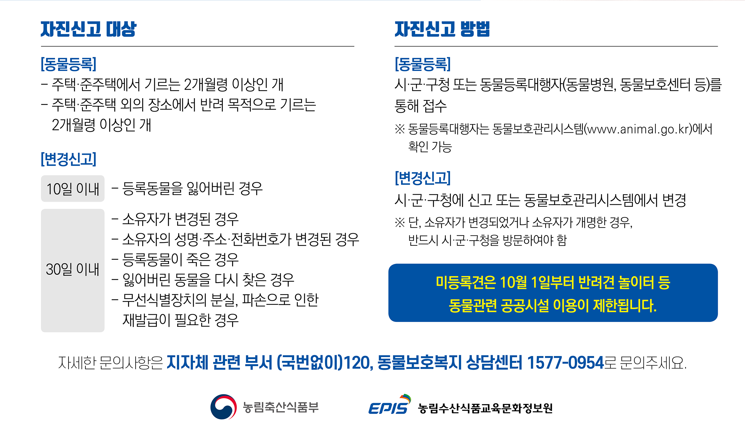 동물등록 자진신고 기간 운영 안내