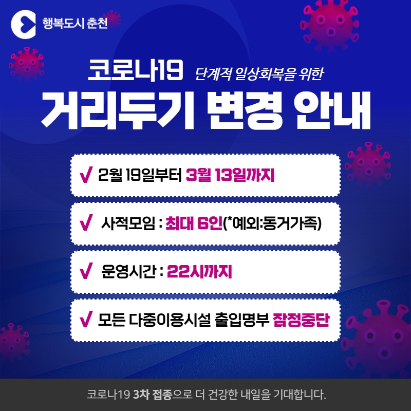 단계적 일상회복 거리두기 변경 안내