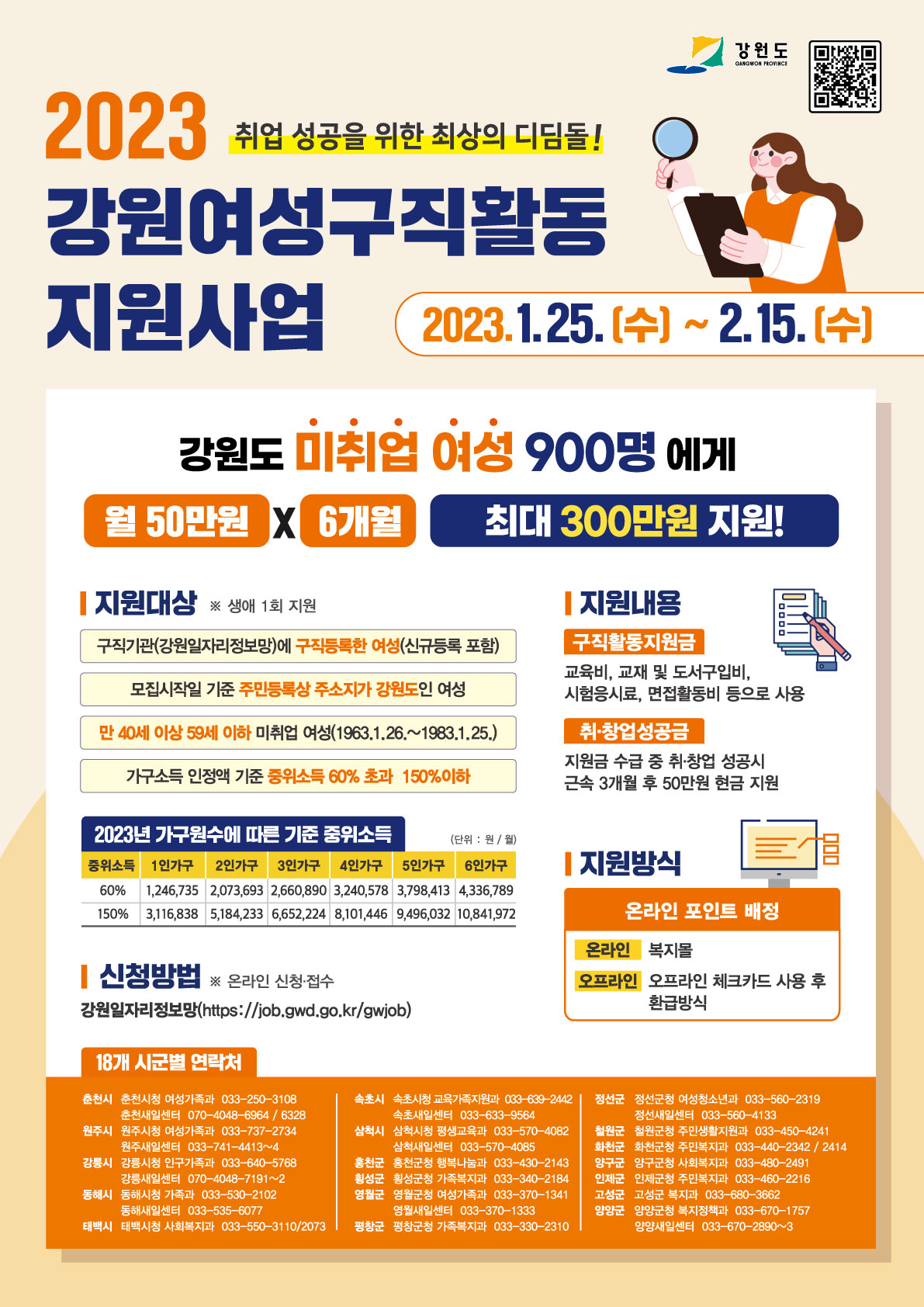 2023년 여성구직활동 지원사업 참여자 모집 신청 안내