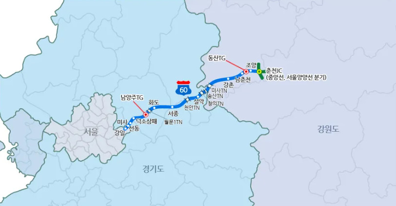 강원도 고속도로 지도
