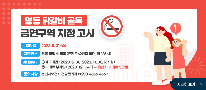 명동 닭갈비 골목 금연구역 지정
