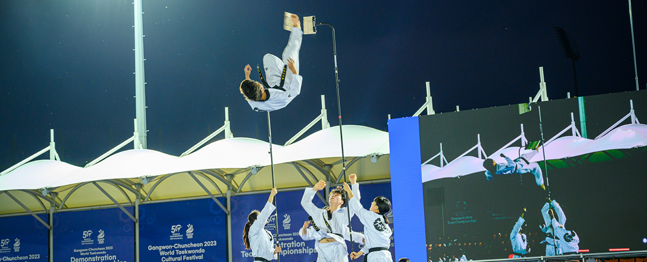 세계태권도문화축제 시범을 보이는 모습