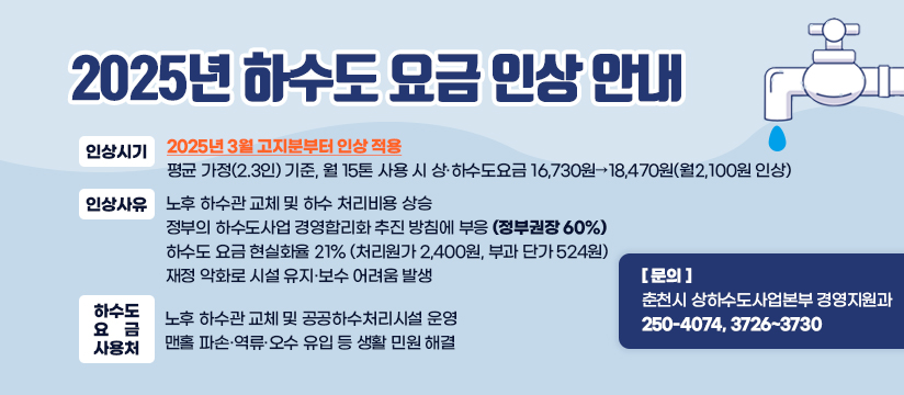 하수도 요금 인상 안내