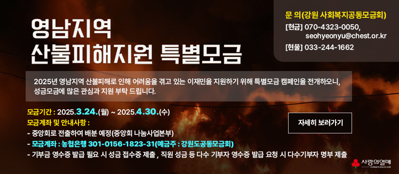2025년 영남지역 산불피해지원 특별모금 실시 안내