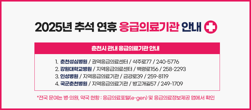 2025년 추석 연휴 응급의료기관 안내