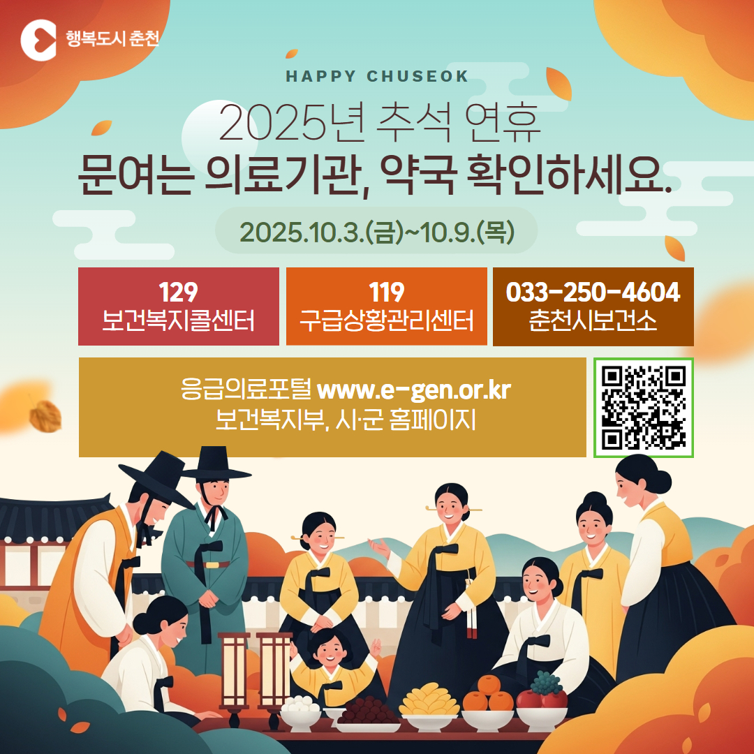 2025년 추석 연휴 문여는 의료기관, 약국 안내