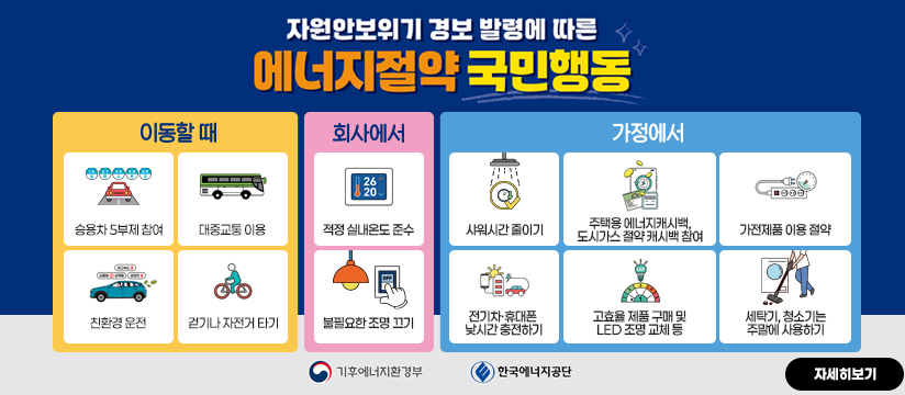 자원안보위기 경보 발령에 따른 에너지절약 국민행동 홍보