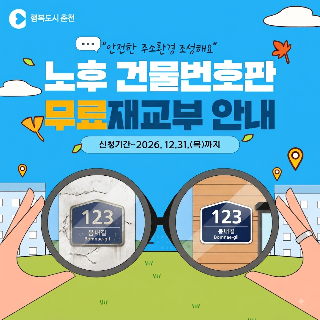 노후 건물번호판 무료 재교부 안내